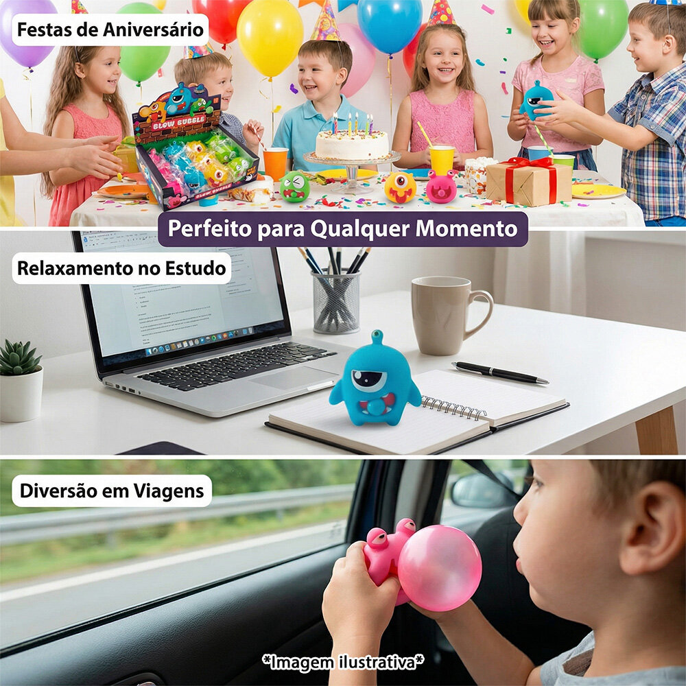 Kit Monstrinhos de Apertar 12 Unidades Brinquedo Antiestresse