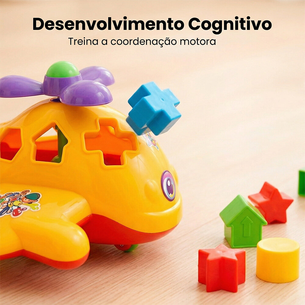 Avião de Encaixe Educativo Desenvolvimento Cognitivo 18M+