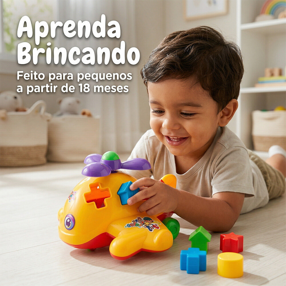 Avião de Encaixe Educativo Desenvolvimento Cognitivo 18M+