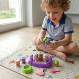Kit Petshop Infantil Banho Pet com 11 Peças Brinquedo