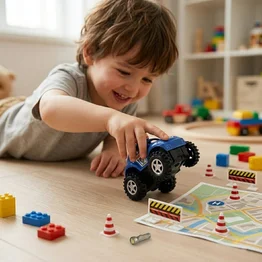 Carrinho de Polícia com Motor à Pilha Brinquedo Infantil 3+