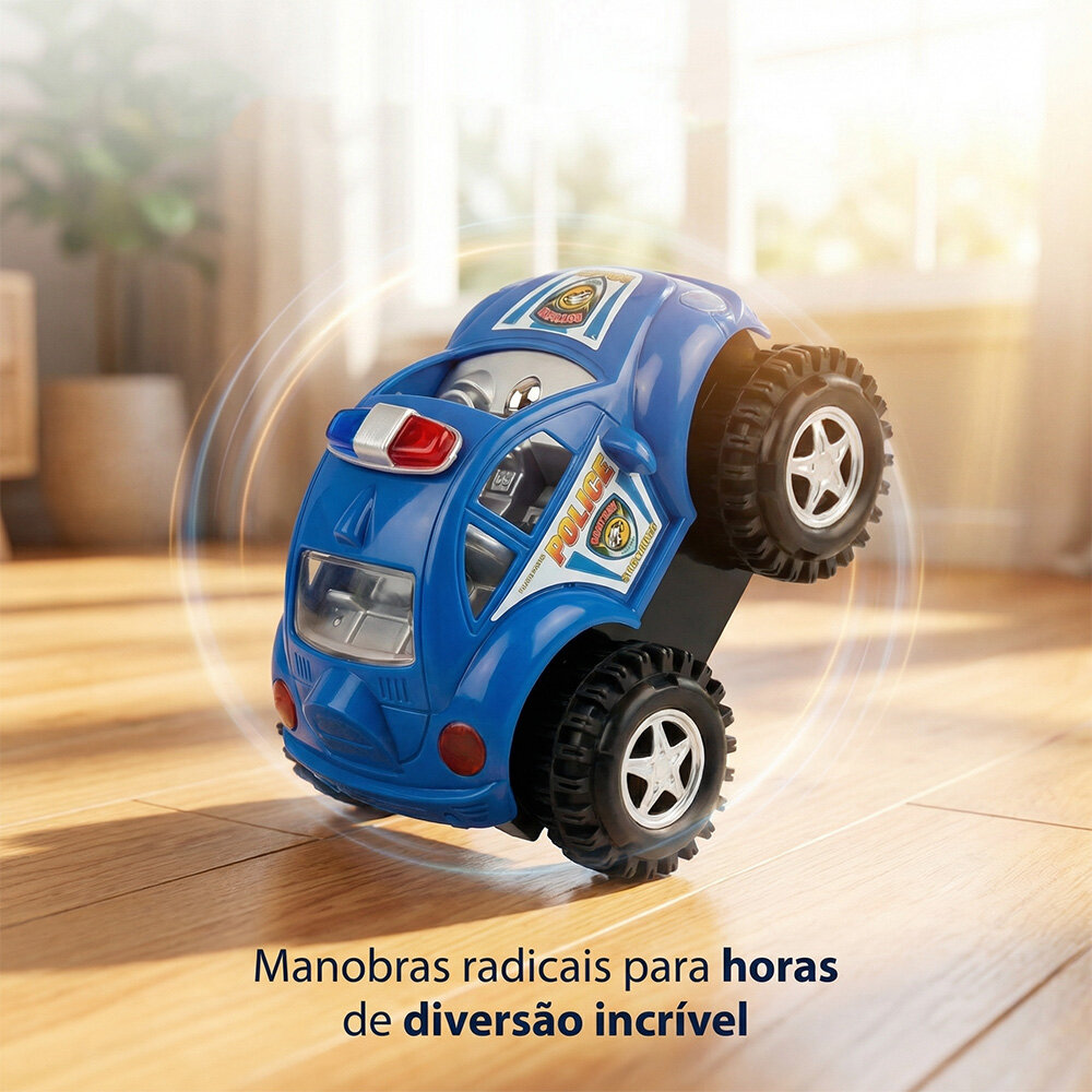 Carrinho de Polícia com Motor à Pilha Brinquedo Infantil 3+