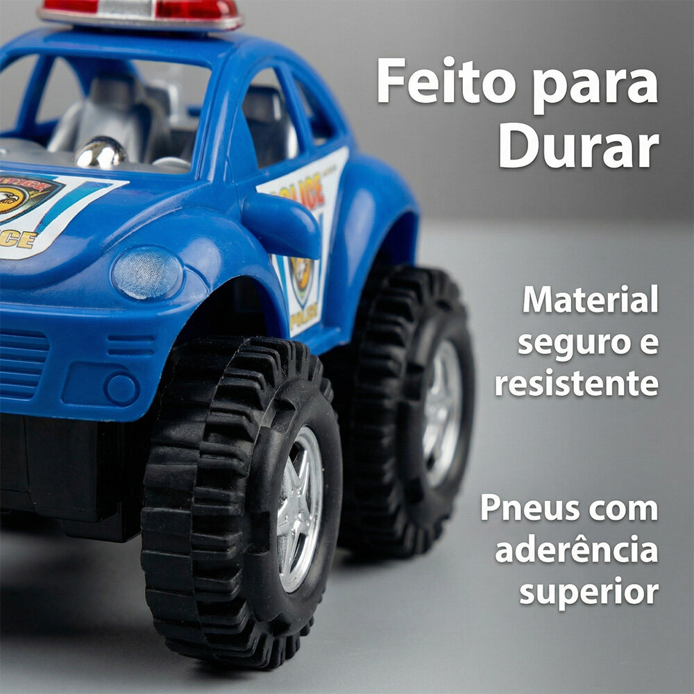 Carrinho de Polícia com Motor à Pilha Brinquedo Infantil 3+