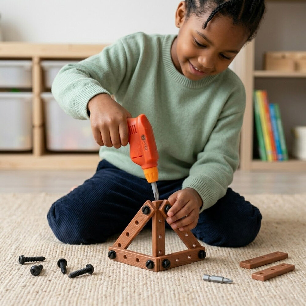 Kit Ferramentas Infantil com Parafusadeira e Parafusos 6+