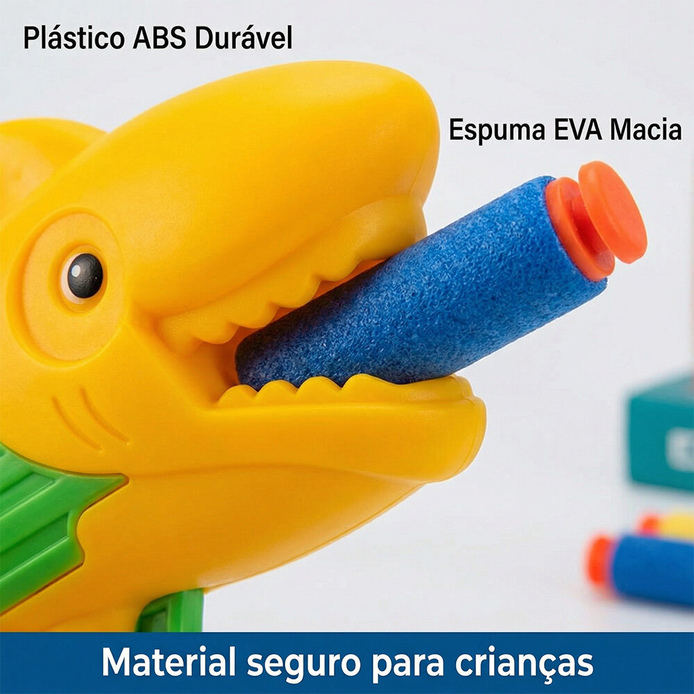 Pistola Lança Dardos Tubarão com Projéteis Infantil