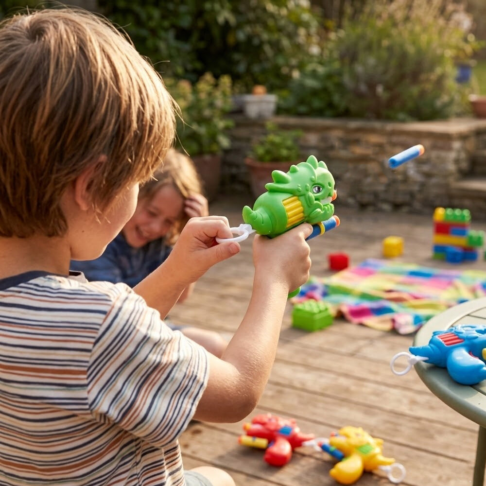 Pistola Lança Dardos Dinossauro com Projéteis Infantil