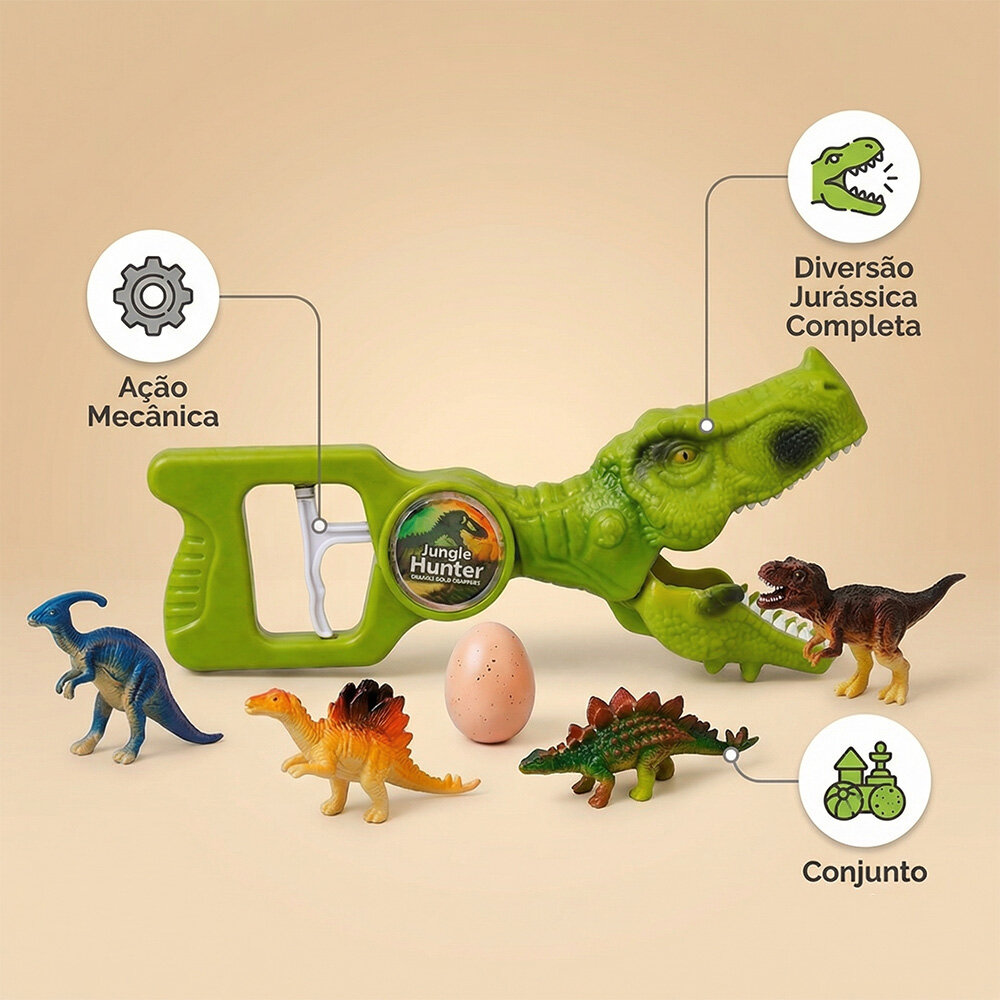 Mão Mecânica Dinossauro T-Rex que Morde Brinquedo Infantil 3+