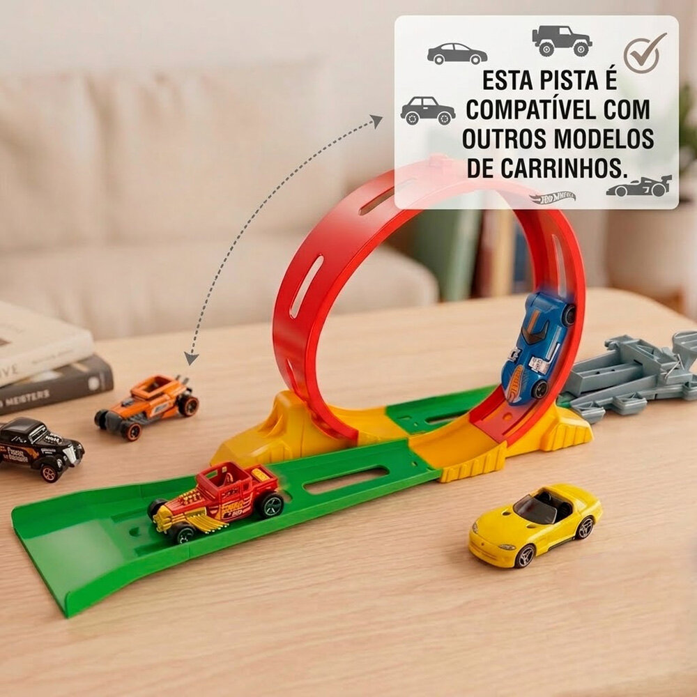 Pista de Carrinho com Loop e Lançador Brinquedo Infantil 3+