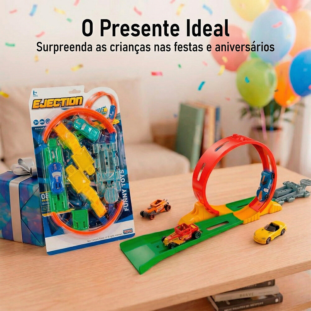 Pista de Carrinho com Loop e Lançador Brinquedo Infantil 3+