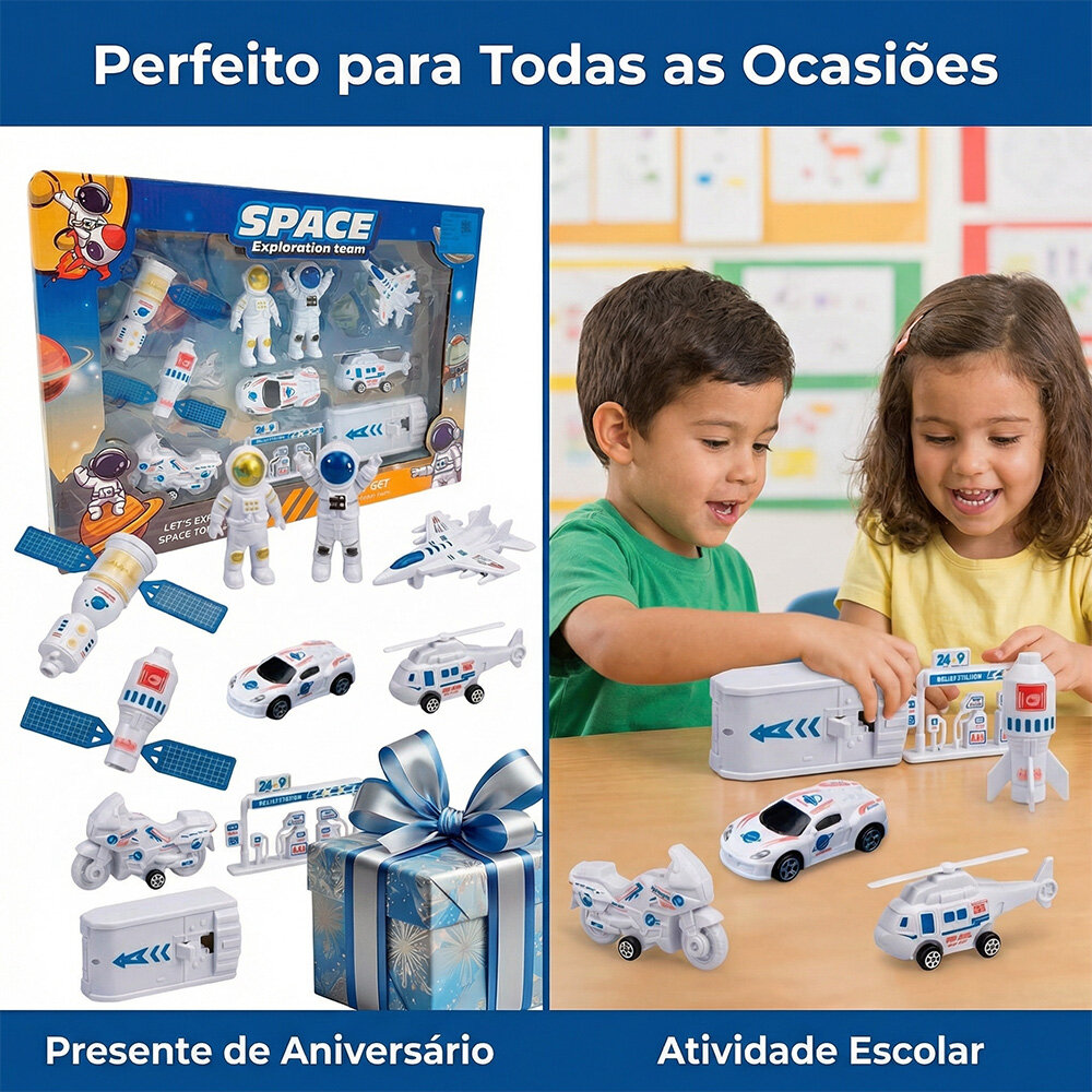 Kit Espaço Infantil Exploração Espacial com 10 Peças