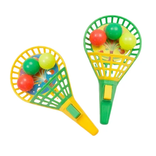 Kit Raquete Lança Bola Brinquedo Infantil 2 Peças 3+