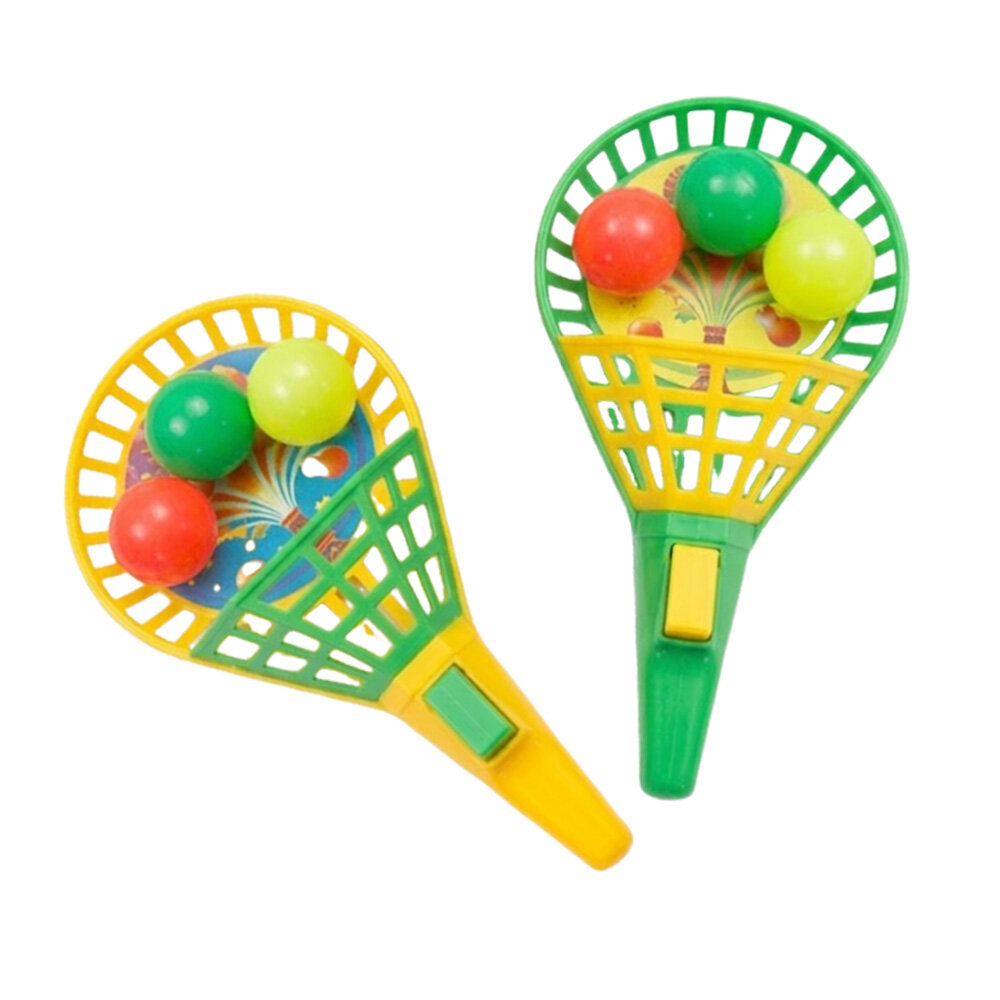 Kit Raquete Lança Bola Brinquedo Infantil 2 Peças 3+
