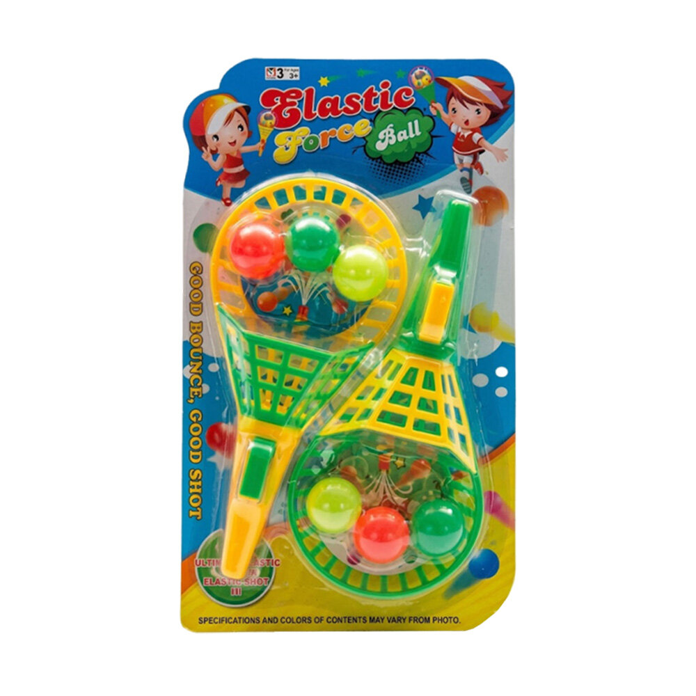 Kit Raquete Lança Bola Brinquedo Infantil 2 Peças 3+