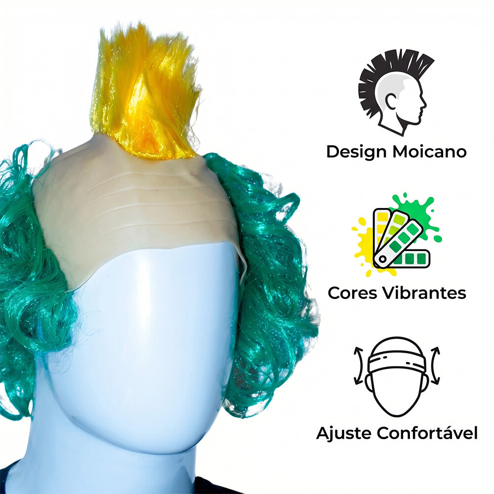 Peruca Torcedor Punk Copa do Mundo Brasil