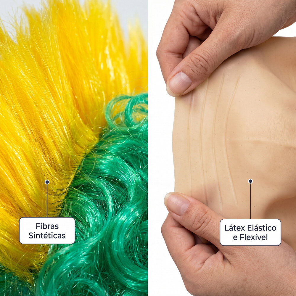 Peruca Torcedor Punk Copa do Mundo Brasil