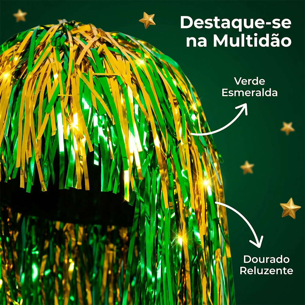 Peruca Torcedor Brasil Copa do Mundo Metalizada