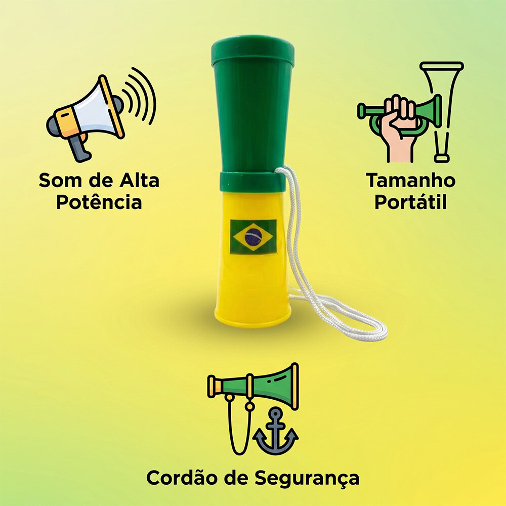 Corneta Brasil Verde e Amarelo para Torcedor Futebol