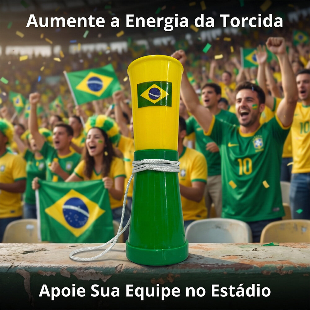 Corneta Brasil Verde e Amarelo para Torcedor Futebol