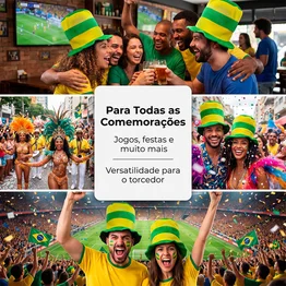 Chapéu Listrado Brasil Torcedor Futebol Verde e Amarelo