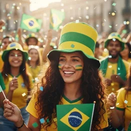 Chapéu Listrado Brasil Torcedor Futebol Verde e Amarelo