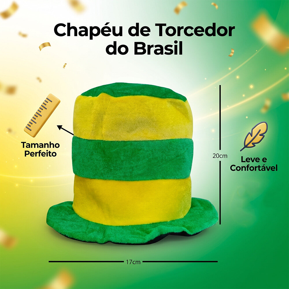 Chapéu Listrado Brasil Torcedor Futebol Verde e Amarelo