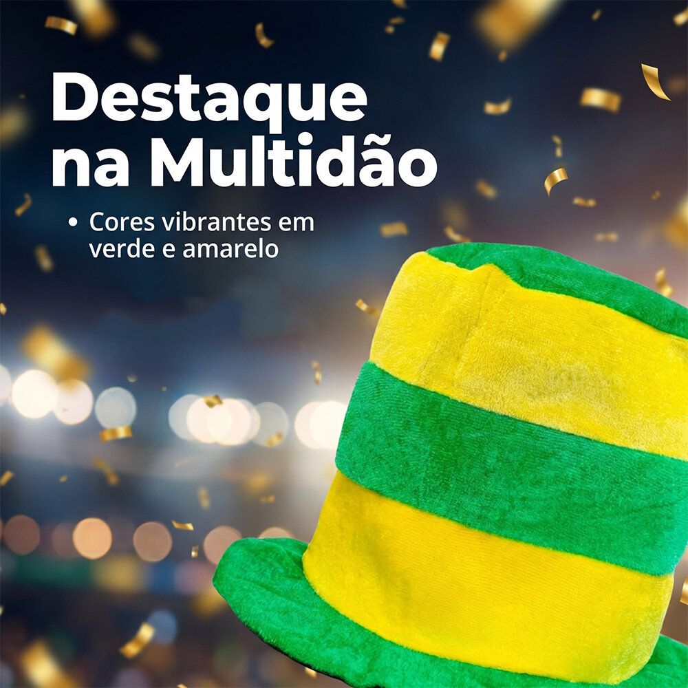Chapéu Listrado Brasil Torcedor Futebol Verde e Amarelo