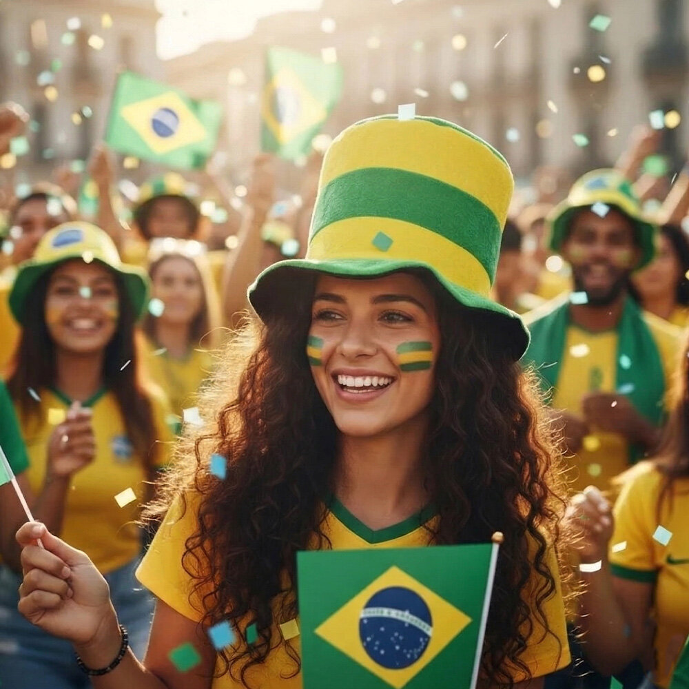 Chapéu Listrado Brasil Torcedor Futebol Verde e Amarelo