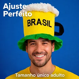 Chapéu de Torcedor Chopp Brasil em Tecido 35x36cm Copa do Mundo