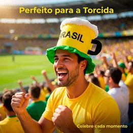 Chapéu de Torcedor Chopp Brasil em Tecido 35x36cm Copa do Mundo