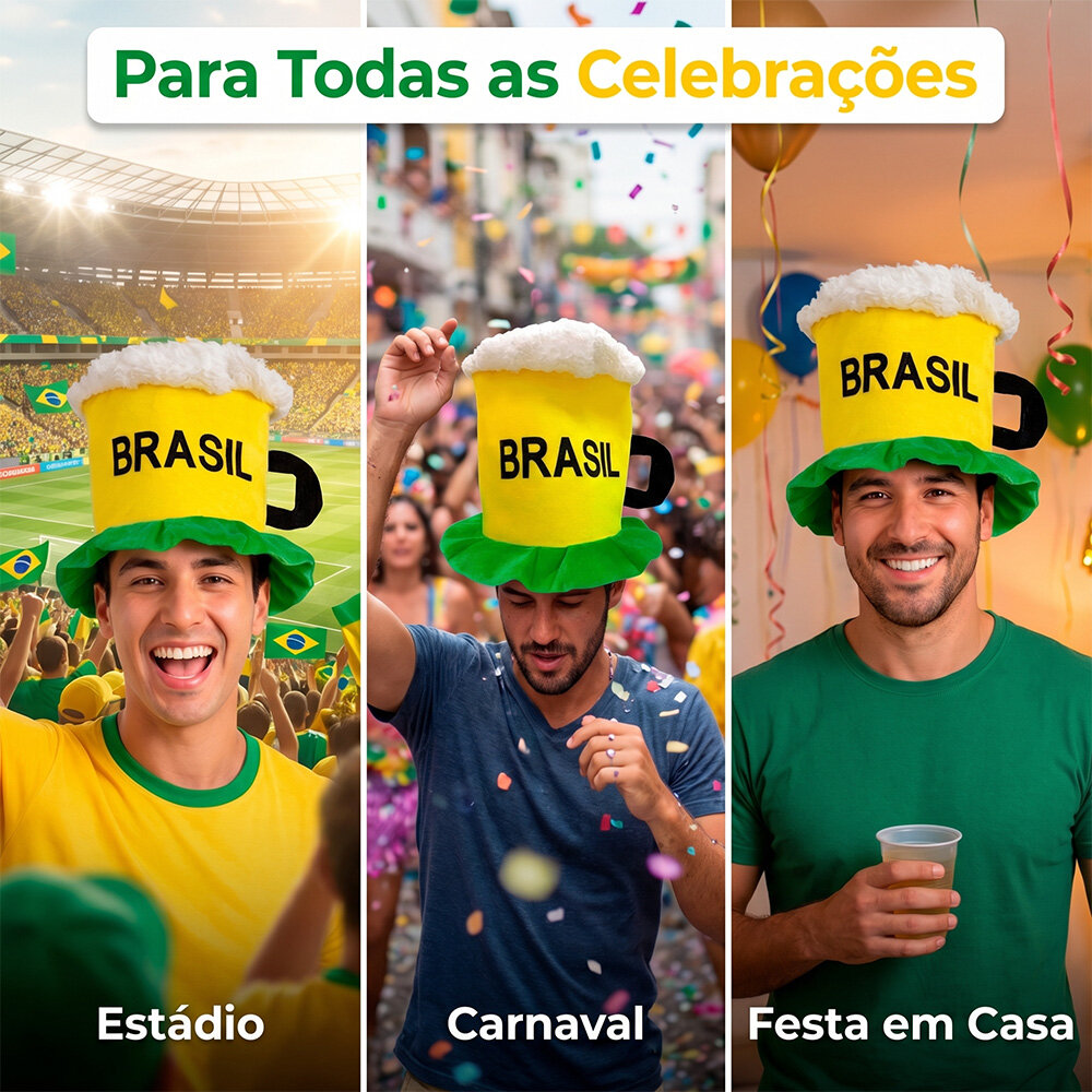 Chapéu de Torcedor Chopp Brasil em Tecido 35x36cm Copa do Mundo