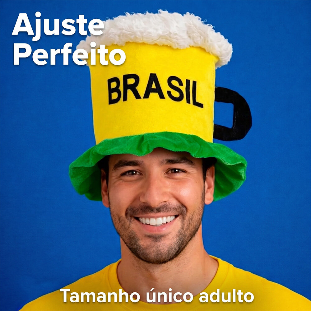 Chapéu de Torcedor Chopp Brasil em Tecido 35x36cm Copa do Mundo