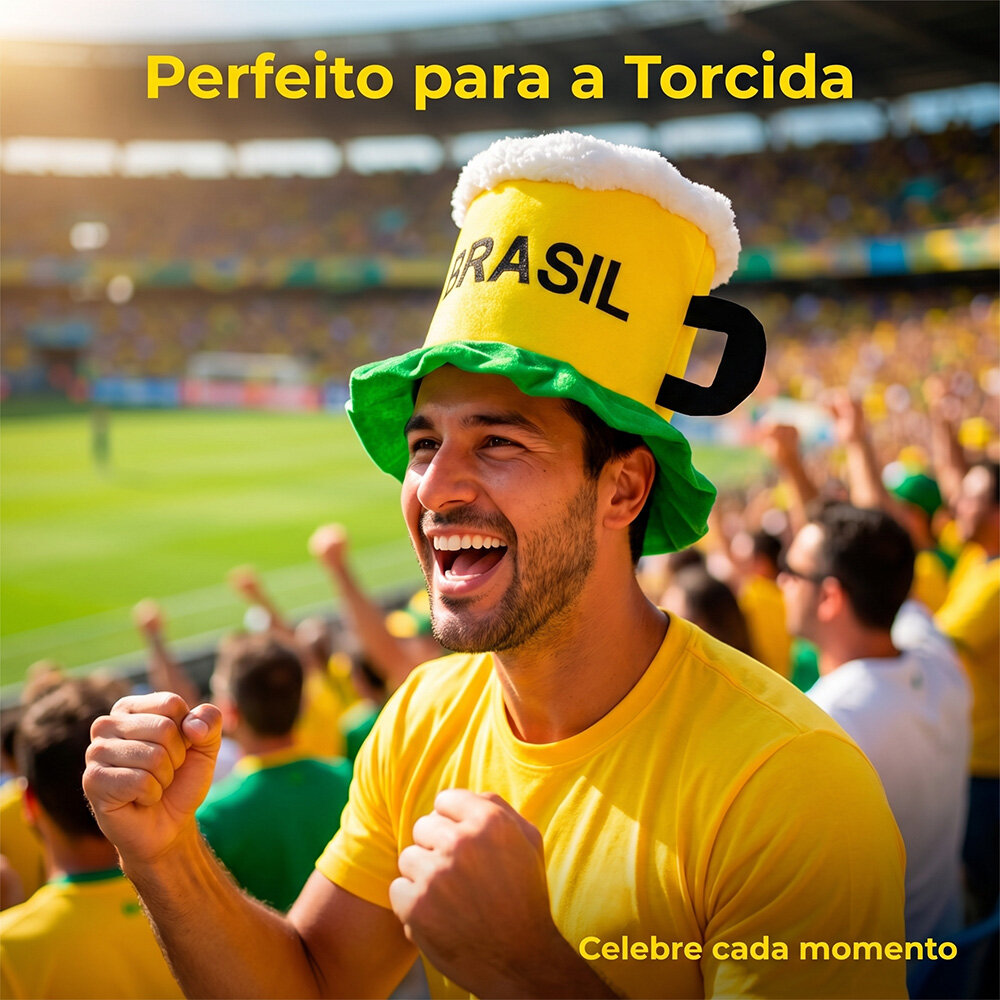 Chapéu de Torcedor Chopp Brasil em Tecido 35x36cm Copa do Mundo