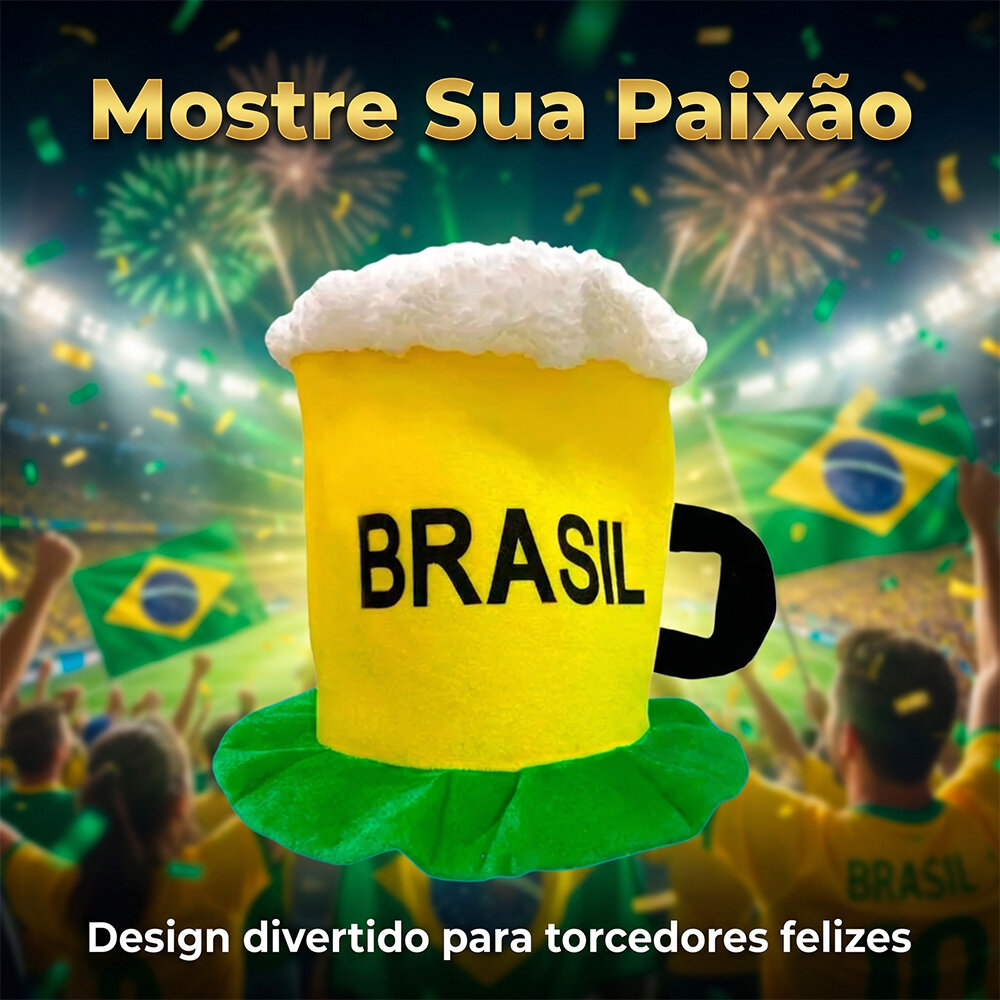 Chapéu de Torcedor Chopp Brasil em Tecido 35x36cm Copa do Mundo