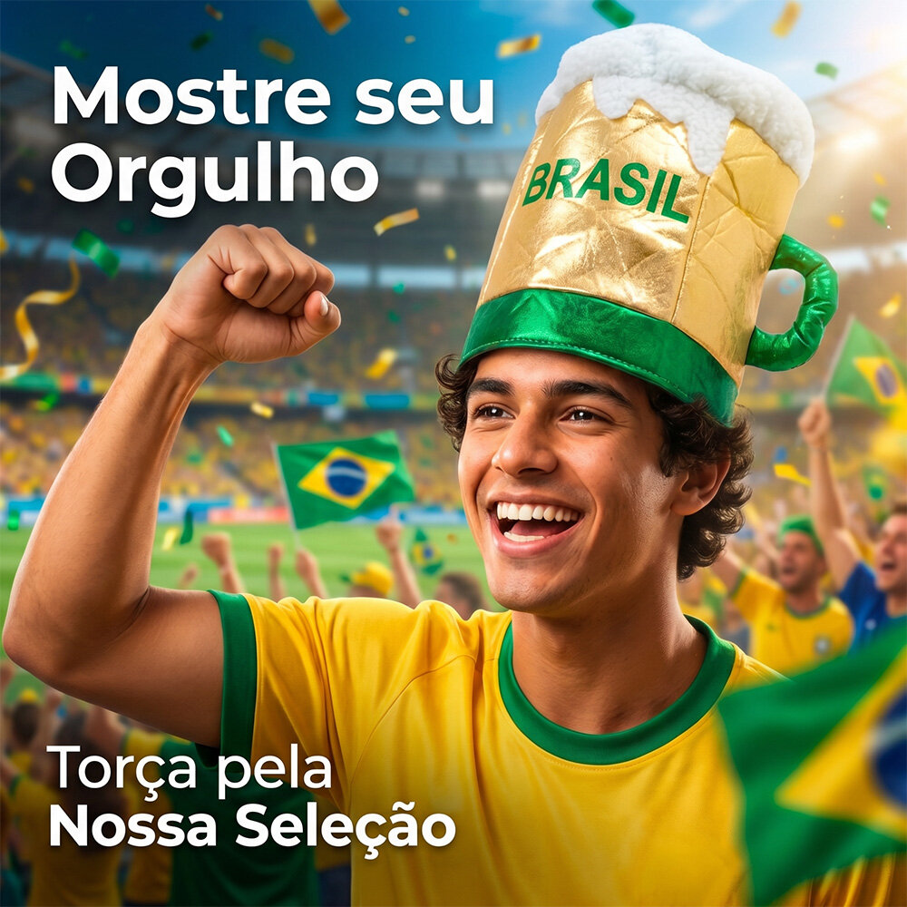 Cartola de Torcedor Chopp Brasil Verde e Dourado Copa do Mundo