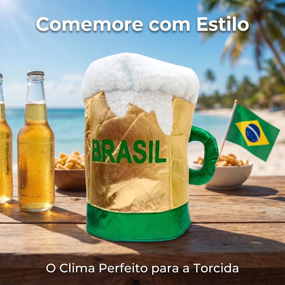 Cartola de Torcedor Chopp Brasil Verde e Dourado Copa do Mundo