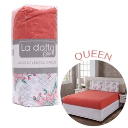 Jogo de Lençol 3 Peças Queen 100% Algodão Alta Qualidade Dalia - La Dotta