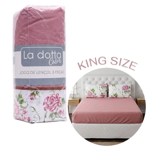 Jogo de Lençol 3 Peças King Size 100% Algodão Alta Qualidade Tulipa - La Dotta