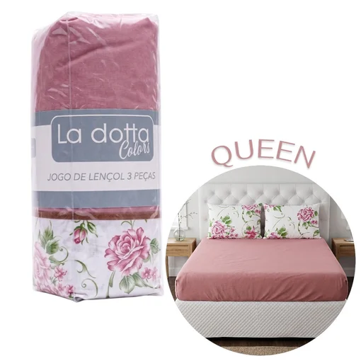 Jogo de Lençol 3 Peças Queen 100% Algodão Alta Qualidade Tulipa - La Dotta