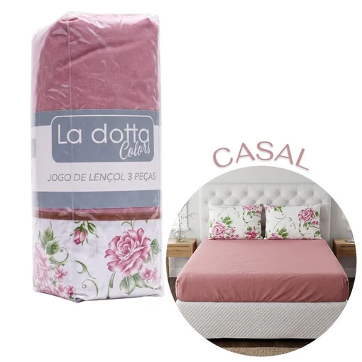 Jogo de Lençol 3 Peças Casal 100% Algodão Alta Qualidade Tulipa - La Dotta