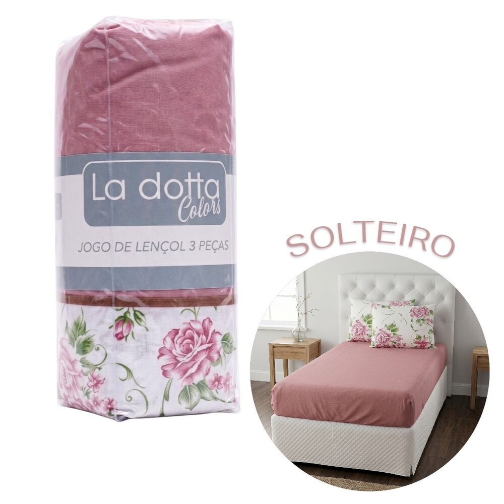 Jogo de Lençol 3 Peças Solteiro 100% Algodão Alta Qualidade Tulipa - La Dotta