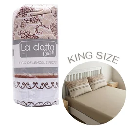 Jogo de Lençol 3 Peças King Size 100% Algodão Alta Qualidade Mel - La Dotta