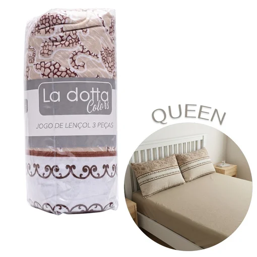 Jogo de Lençol 3 Peças Queen 100% Algodão Alta Qualidade Mel - La Dotta