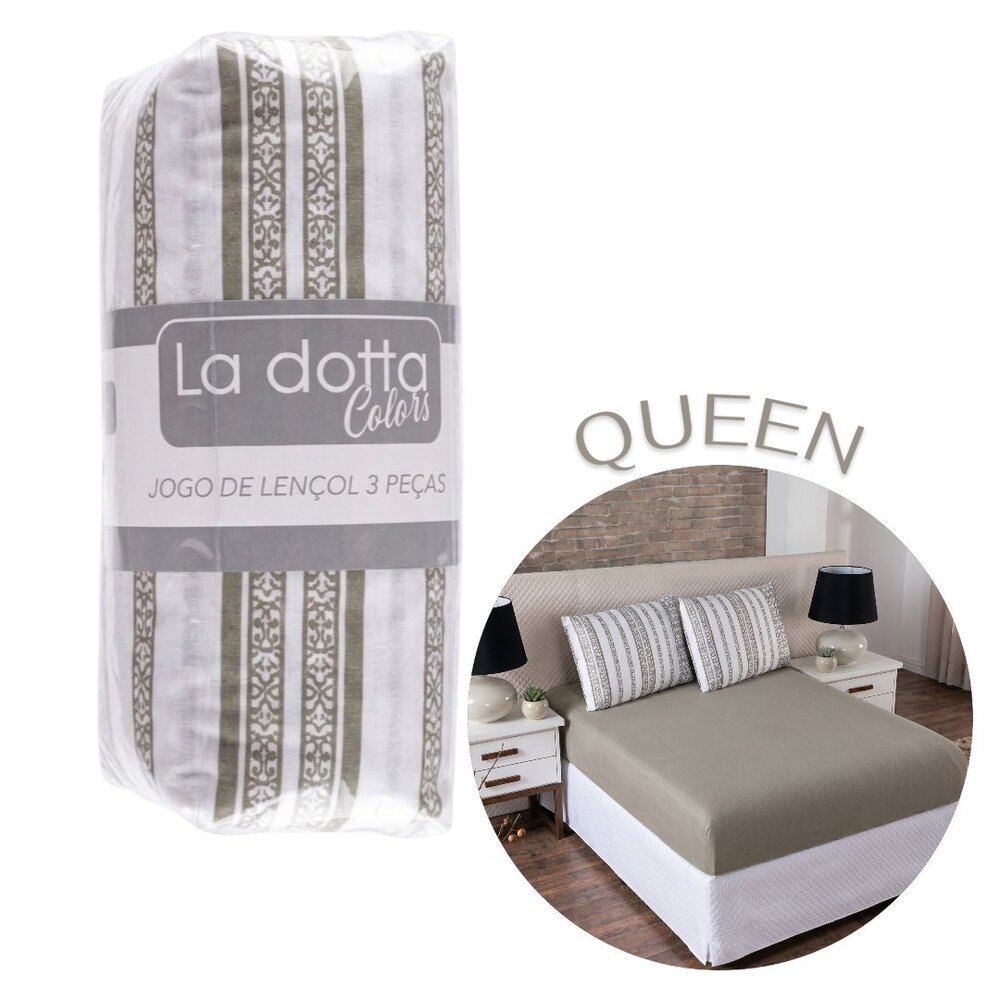 Jogo de Lençol 3 Peças Queen 100% Algodão Alta Qualidade Marroquino - La Dotta
