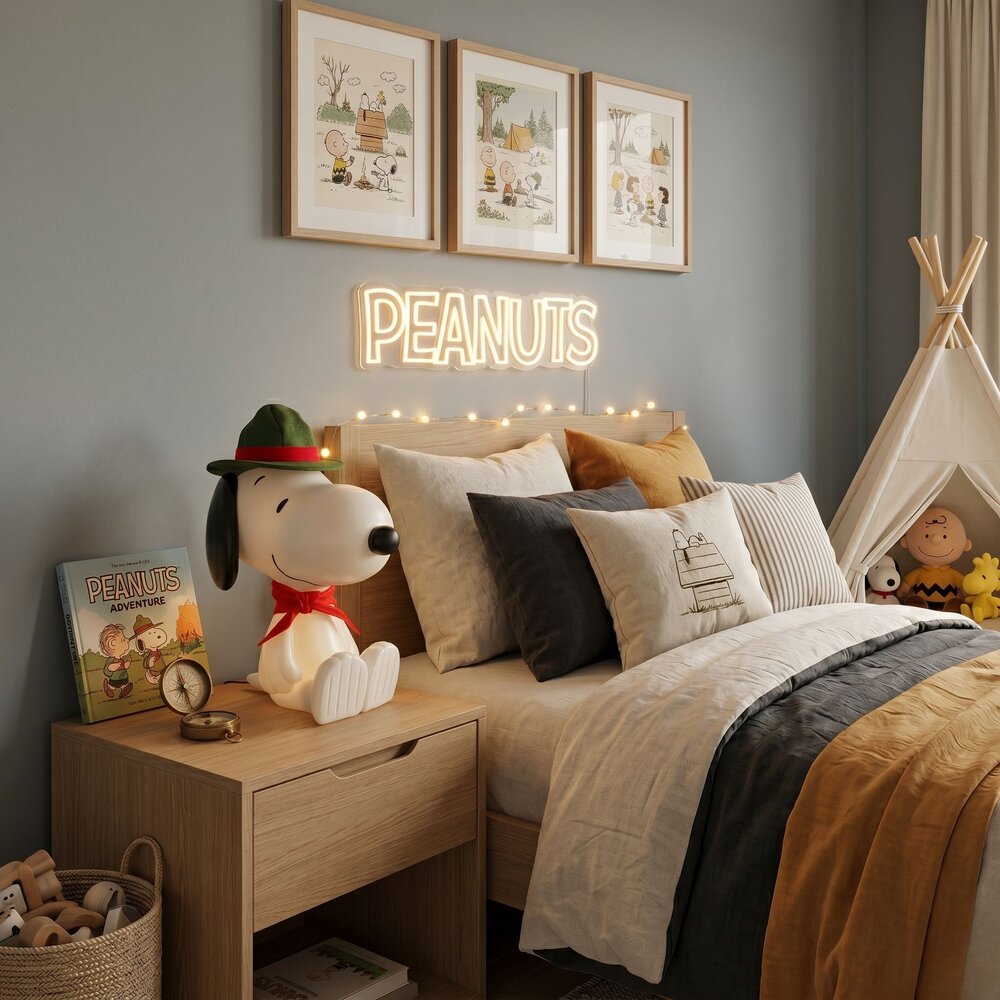 Luminária 3D Snoopy Escoteiro Luz Difusa Decoração Criativa