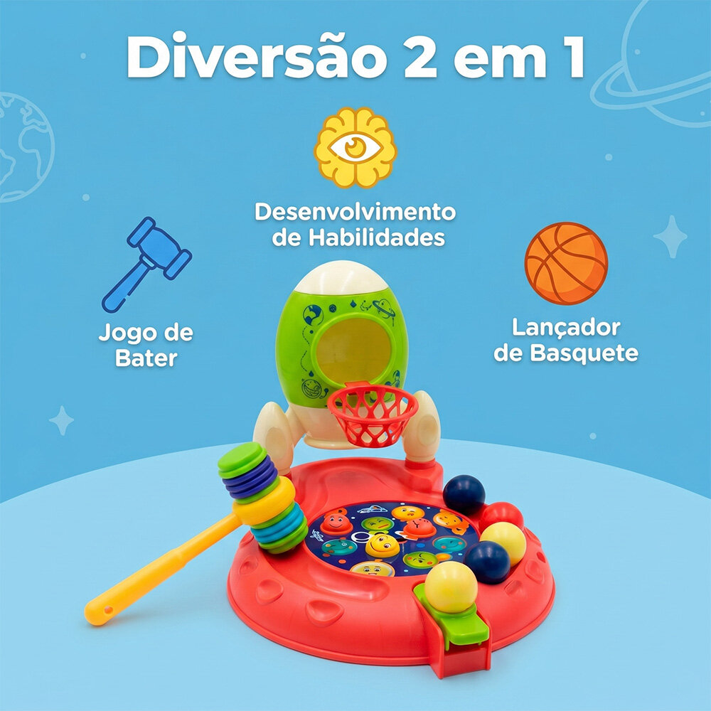 Jogo Bate Toupeira Infantil Basquete Brinquedo