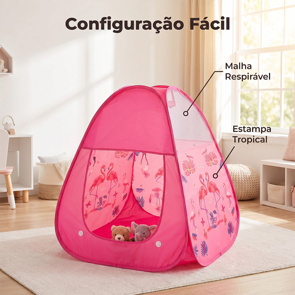 Barraca Tenda Infantil Flamingo em Nylon 85cm