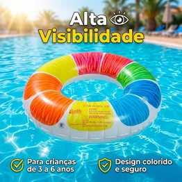 Boia Inflável Redonda 80cm Colorida Piscina PVC