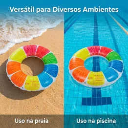 Boia Inflável Redonda 70cm Colorida Piscina PVC
