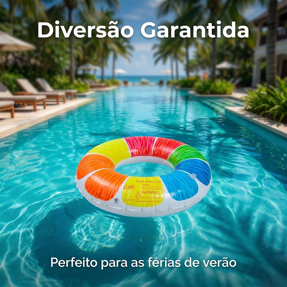 Boia Inflável Redonda 70cm Colorida Piscina PVC
