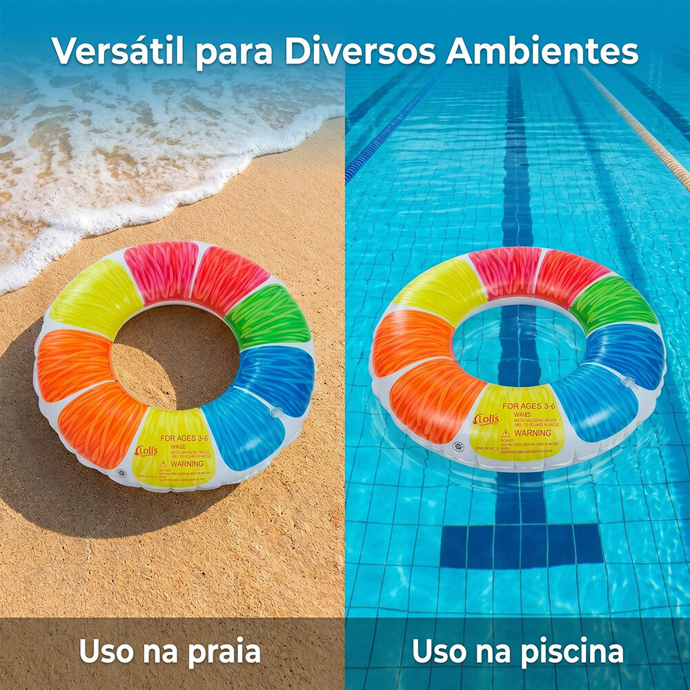 Boia Inflável Redonda 70cm Colorida Piscina PVC